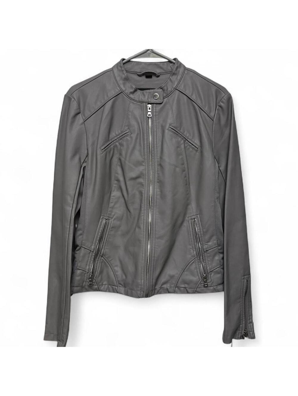 Guess gray faux leather moto jacket